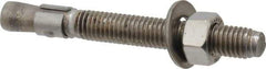 Red Head - 1/2" Diam, 1/2" Drill, 4-1/4" OAL, 2" Min Embedment Wedge Expansion Concrete Anchor - 304 Stainless Steel, Hex Nut Head, Hex Drive, 2-3/4" Thread Length - Exact Tool & Supply