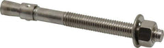 Red Head - 1/2" Diam, 1/2" Drill, 5-1/2" OAL, 1" Min Embedment Wedge Expansion Concrete Anchor - 304 Stainless Steel, Hex Nut Head, Hex Drive, 3" Thread Length - Exact Tool & Supply