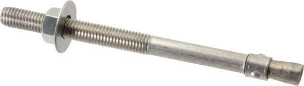 Red Head - 1/2" Diam, 1/2" Drill, 7" OAL, 3-3/16" Min Embedment Wedge Expansion Concrete Anchor - 304 Stainless Steel, Hex Nut Head, Hex Drive, 3-1/2" Thread Length - Exact Tool & Supply