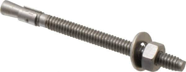 Red Head - 1/4" Diam, 1/4" Drill, 3-1/4" OAL, 3-3/16" Min Embedment Wedge Expansion Concrete Anchor - 304 Stainless Steel, Hex Nut Head, Hex Drive, 2-1/4" Thread Length - Exact Tool & Supply