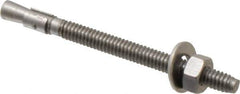 Red Head - 1/4" Diam, 1/4" Drill, 3-1/4" OAL, 3-3/16" Min Embedment Wedge Expansion Concrete Anchor - 304 Stainless Steel, Hex Nut Head, Hex Drive, 2-1/4" Thread Length - Exact Tool & Supply