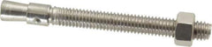 Red Head - 3/8" Diam, 3/8" Drill, 3-3/4" OAL, 3/4" Min Embedment Wedge Expansion Concrete Anchor - 304 Stainless Steel, Hex Nut Head, Hex Drive, 2-1/2" Thread Length - Exact Tool & Supply
