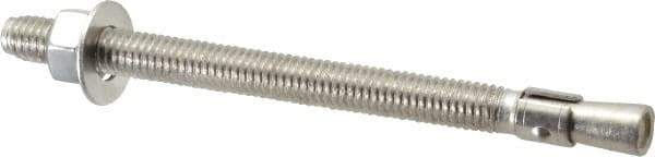 Red Head - 3/8" Diam, 3/8" Drill, 5" OAL, 3/4" Min Embedment Wedge Expansion Concrete Anchor - 304 Stainless Steel, Hex Nut Head, Hex Drive, 3-3/4" Thread Length - Exact Tool & Supply