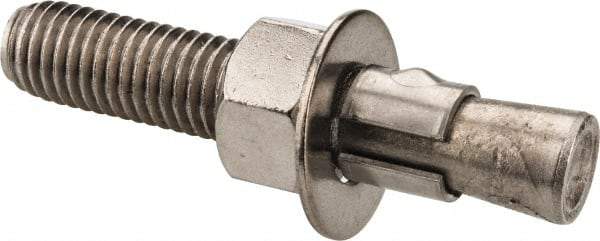 Red Head - 5/8" Diam, 5/8" Drill, 3-1/2" OAL, 5/8" Min Embedment Wedge Expansion Concrete Anchor - 304 Stainless Steel, Hex Nut Head, Hex Drive, 1-3/4" Thread Length - Exact Tool & Supply