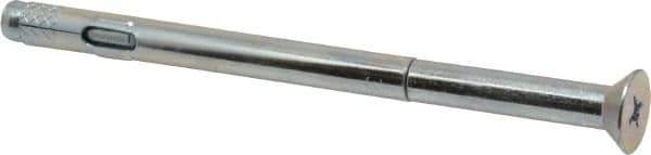 Red Head - 3/8" Diam, 3/8" Drill, 6" OAL, 1-5/8" Min Embedment Sleeve Concrete Anchor - Steel, Zinc-Plated Finish, Flat Head, Phillips Drive - Exact Tool & Supply