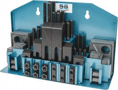 TE-CO - 52 Piece Fixturing Step Block & Clamp Set with 25mm Step Block, 12mm T-Slot, M10x1.5 Stud Thread - 19mm Nut Width, 80, 110, 125, 150, 175 & 200mm Stud Lengths - Exact Tool & Supply