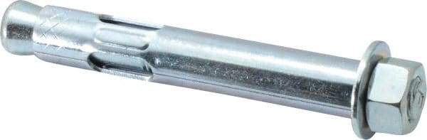 Red Head - 5/8" Diam, 5/8" Drill, 4-1/4" OAL, 2-1/4" Min Embedment Sleeve Concrete Anchor - Steel, Zinc-Plated Finish, Hex Nut Head, Hex Drive - Exact Tool & Supply