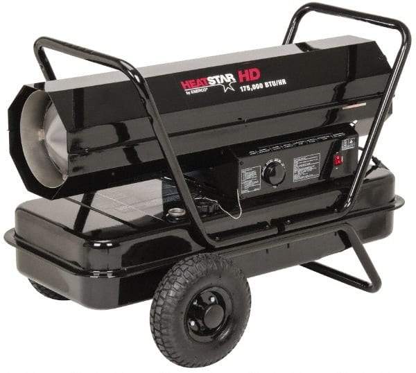 Heatstar - 175,000 BTU Rating, Kerosene Forced Air Heater with Thermostat - 4,250 Sq Ft Max Heating Area, 14 Gal Capacity, Fuel with Kerosene - Exact Tool & Supply