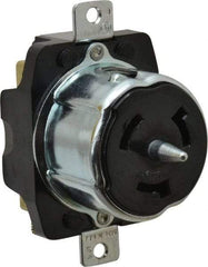 Hubbell Wiring Device-Kellems - 480 VAC, 50 Amp, Self Grounding Receptacle - 3 Poles, 4 Wire, Female End, Black - Exact Tool & Supply