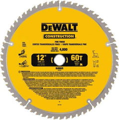 DeWALT - 12" Diam, 1" Arbor Hole Diam, 60 Tooth Wet & Dry Cut Saw Blade - Carbide-Tipped, Fine Finishing Action, Standard Round Arbor - Exact Tool & Supply