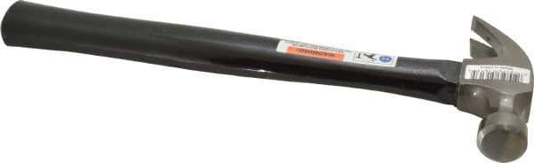 Stanley - 7/16 Lb Head, Curved Claw Nail Hammer - 11-1/2" OAL, Carbon Steel Head, Smooth Face, Wood Handle - Exact Tool & Supply