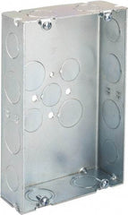 Cooper Crouse-Hinds - 2 Gang, (17) 1/2 & 3/4" Knockouts, Steel Rectangle Wall Box - 4-1/2" Overall Height x 6-13/16" Overall Width x 1-5/8" Overall Depth - Exact Tool & Supply