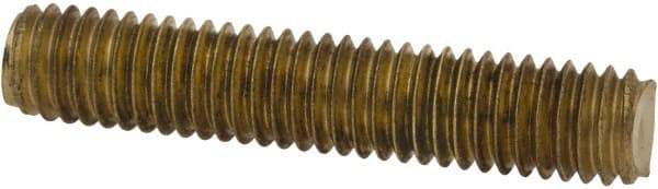 Value Collection - #10-32 1" OAL Fully Threaded Stud - Brass, Plain Finish - Exact Tool & Supply