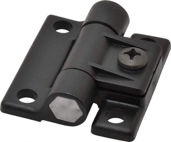 80/20 Inc. - 2-1/2" Long x 2-1/4" Wide x 0.77" Thick, Adjustable Hinge - Black Acetal - Exact Tool & Supply