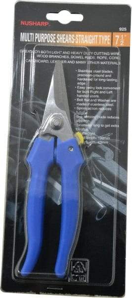 Value Collection - 3" LOC, 7-1/2" OAL Light Duty Shears - Ambidextrous, Plastic Straight Handle, For General Purpose Use - Exact Tool & Supply