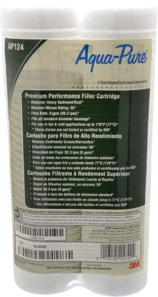 3M Aqua-Pure - 2-1/2" OD, 50µ, Cellulose Fiber Graded-Density Cartridge Filter - 9-3/4" Long, Reduces Dirt & Rust - Exact Tool & Supply