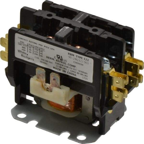 White-Rodgers - Definite Purpose Contactors Number of Poles: 2 Resistive Load Rating (A): 40A@277VAC; 40A@480VAC; 40A@600VAC - Exact Tool & Supply
