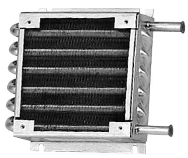 Lytron - 3/8" Tube OD, 1 Fan Mount, Liquid-To-Air Stainless Steel Tubed Process Equipment Heat Exchanger - Deionized Water Cooler, Corrosive Liquid Cooler, 5.8" High x 7.8" Wide x 1.8" Deep, 1,140 BTU/Hr, 400°F Max - Exact Tool & Supply