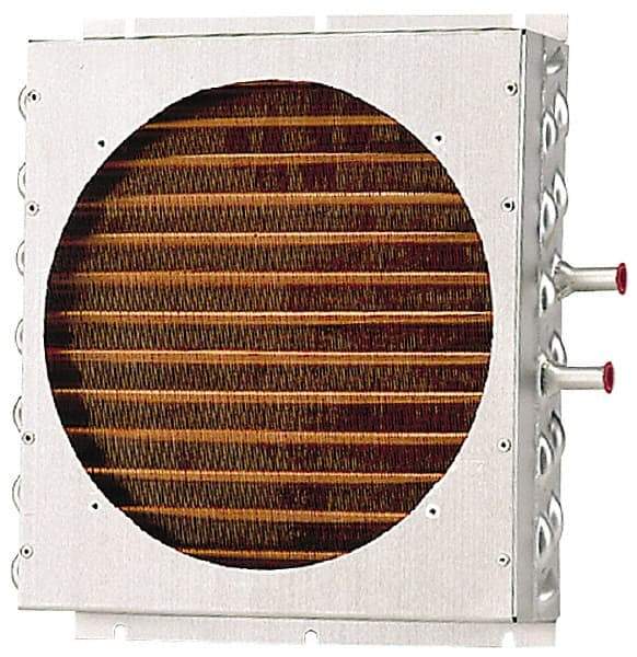 Lytron - 1/2" Tube OD, 1 Fan Mount, Liquid-To-Air Stainless Steel Tubed Process Equipment Heat Exchanger - Deionized Water Cooler, Corrosive Liquid Cooler, 12" High x 12.9" Wide x 2.5" Deep, 4,500 BTU/Hr, 400°F Max - Exact Tool & Supply