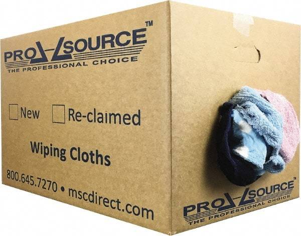PRO-SOURCE - Reclaimed Rags - Assorted Colors, Terry Cloth, Medium Lint, 25 Lbs. at 3 to 4 per Pound, Box - Exact Tool & Supply