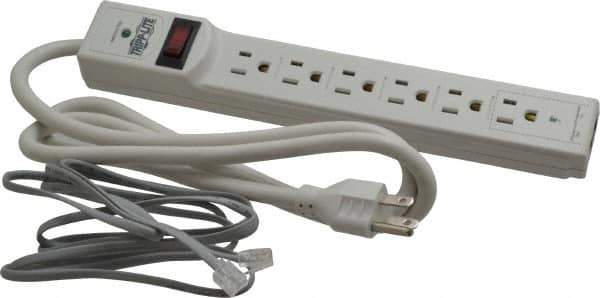 Tripp-Lite - 6 Outlets, 120 Volts, 15 Amps, 4' Cord, Power Outlet Strip - Free Hanging, Keyhole Mount, 5-15P NEMA Configuration, 10.8" Strip, UL1449 3rd Edition - Exact Tool & Supply