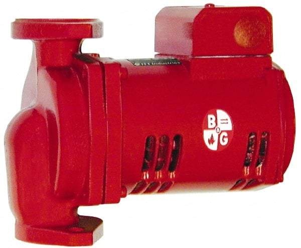 Bell & Gossett - 1/12 hp, 8-5/8" Long, 1 Phase, Bronze Housing, Noryl Impeller, Inline Circulator Pump - 115 Volt, 60 Hz, 6-3/8" Flange Width, Bell & Gossett Part No. 1BL013, 150 Max psi, ODP Motor - Exact Tool & Supply