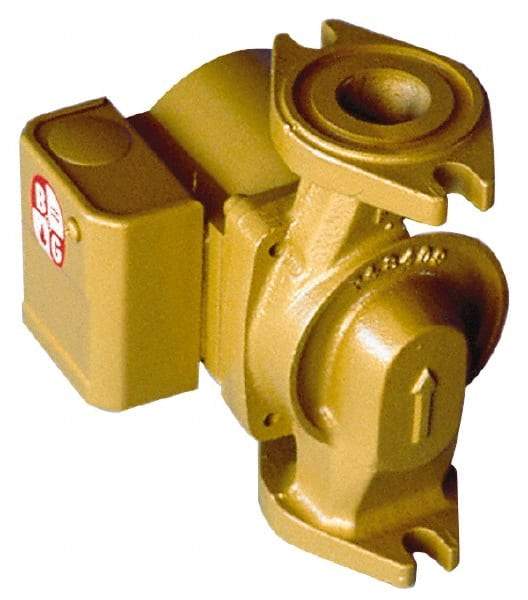 Bell & Gossett - 1/25 hp, 5-9/16" Long, 1 Phase, Bronze Housing, Polypropylene Impeller, Inline Circulator Pump - 115 Volt, 60 Hz, 6-3/8" Flange Width, Bell & Gossett Part No. 103252, 150 Max psi, ODP Motor - Exact Tool & Supply