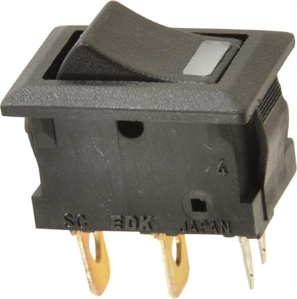GC/Waldom - SPST, Maintained (MA), On-Off Sequence, Lighted Miniature Rocket Switch - 5 Amps at 125 Volts, 3 Amps at 250 Volts, Quick Connect & Solder, Panel Mount - Exact Tool & Supply