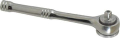 Paramount - 1/4" Drive Round Head Quick-Release Ratchet - Chrome Finish, 5-3/4" OAL, 45 Gear Teeth, Full Polished Knurled Handle - Exact Tool & Supply