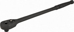 Paramount - 1/2" Drive Pear Head Quick-Release Ratchet - Black Oxide Finish, 15" OAL, 45 Gear Teeth, Standard Knurled Handle - Exact Tool & Supply