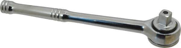 Paramount - 1/2" Drive Round Head Quick-Release Ratchet - Chrome Finish, 10-3/32" OAL, 45 Gear Teeth, Full Polished Knurled Handle - Exact Tool & Supply