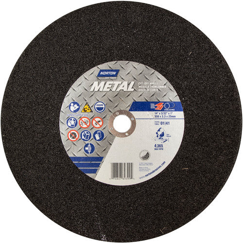 14″ × 7/64″ × 1″ Metal Chopsaw Cut-Off Wheel Type 01 Straight 36 Grit Aluminum Oxide - Exact Tool & Supply