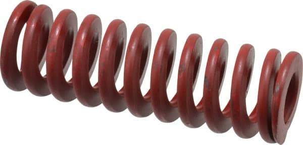 Associated Spring Raymond - 1" Hole Diam, 1/2" Rod Diam, 3" Free Length, Red Die Spring - 277.5 Lb Max Deflection, 1.11" Max Deflection, Medium Heavy Duty, Chromium Alloy Steel - Exact Tool & Supply