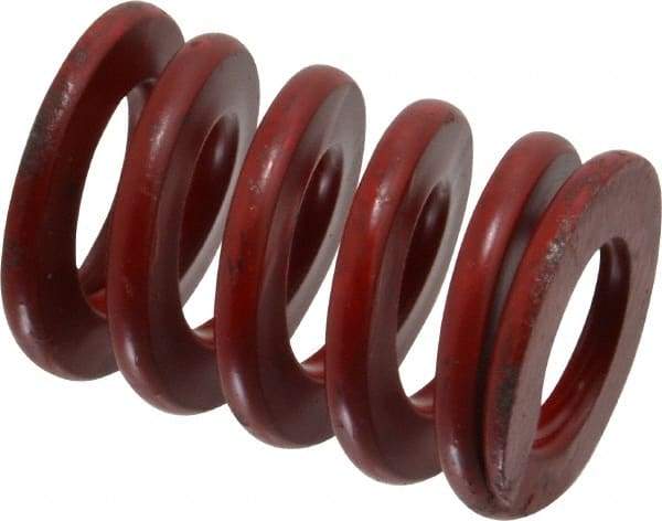 Associated Spring Raymond - 1-1/4" Hole Diam, 5/8" Rod Diam, 1-3/4" Free Length, Red Die Spring - 652.7 Lb Max Deflection, 0.65" Max Deflection, Medium Heavy Duty, Chromium Alloy Steel - Exact Tool & Supply