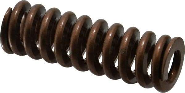 Associated Spring Raymond - 1" Hole Diam, 1/2" Rod Diam, 3" Free Length, Gold Die Spring - 489.6 Lb Max Deflection, 0.9" Max Deflection, Heavy Duty, Chromium Alloy Steel - Exact Tool & Supply