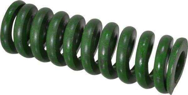 Associated Spring Raymond - 1" Hole Diam, 1/2" Rod Diam, 3" Free Length, Green Die Spring - 552 Lb Max Deflection, 0.75" Max Deflection, Extra Heavy Duty, Chromium Alloy Steel - Exact Tool & Supply