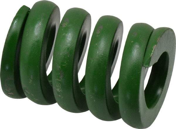 Associated Spring Raymond - 1-1/2" Hole Diam, 3/4" Rod Diam, 2" Free Length, Green Die Spring - 1880 Lb Max Deflection, 0.5" Max Deflection, Extra Heavy Duty, Chromium Alloy Steel - Exact Tool & Supply