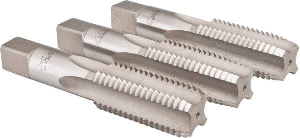 Hertel - 1-1/8 - 7 UNC, 4 Flute, Bottoming, Plug & Taper, Bright Finish, High Speed Steel Tap Set - Right Hand Cut, 5-7/16" OAL, 2-9/16" Thread Length, 2B/3B Class of Fit - Exact Tool & Supply