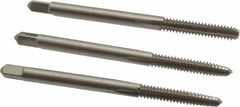 Hertel - #6-32 UNC, 3 Flute, Bottoming, Plug & Taper, Bright Finish, High Speed Steel Tap Set - 2" OAL, 2B/3B Class of Fit - Exact Tool & Supply
