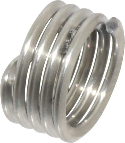 Recoil - M8x1.25 Metric Coarse, 8mm OAL, Free Running Helical Insert - 4-1/2 Free Coils, Tanged, Stainless Steel, Bright Finish, 1D Insert Length - Exact Tool & Supply
