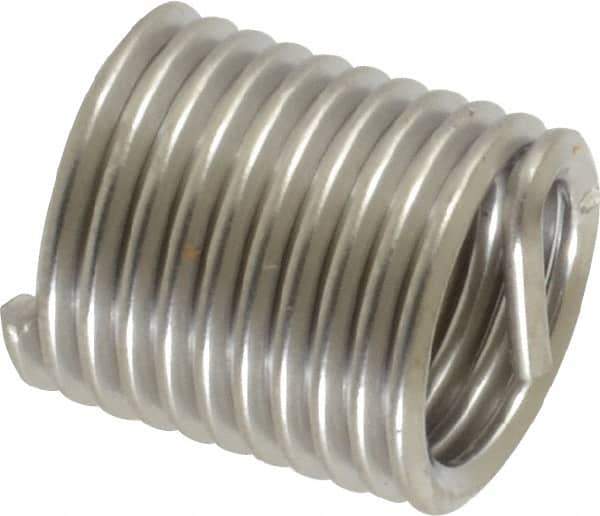 Recoil - M8x1.25 Metric Coarse, 16mm OAL, Free Running Helical Insert - 10-1/4 Free Coils, Tanged, Stainless Steel, Bright Finish, 2D Insert Length - Exact Tool & Supply