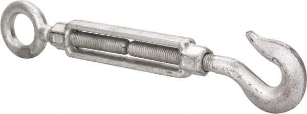 Made in USA - 2,700 Lb Load Limit, 3/4" Thread Diam, 6" Take Up, Steel Hook & Eye Turnbuckle - 17-3/4" Closed Length - Exact Tool & Supply