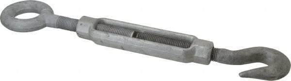 Made in USA - 3,200 (Hook) & 7,200 (Eye) Lb Load Limit, 7/8" Thread Diam, 6" Take Up, Steel Hook & Eye Turnbuckle - 18-1/2" Closed Length - Exact Tool & Supply