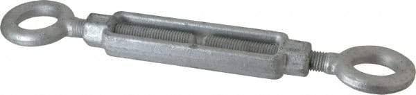 Made in USA - 5,200 Lb Load Limit, 3/4" Thread Diam, 6" Take Up, Steel Eye & Eye Turnbuckle - 17-3/4" Closed Length - Exact Tool & Supply