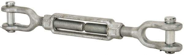 Made in USA - 10,000 Lb Load Limit, 1" Thread Diam, 6" Take Up, Steel Jaw & Jaw Turnbuckle - 18" Closed Length - Exact Tool & Supply