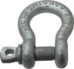 Made in USA - 3/4" Nominal Chain Size, 4.75 Ton Carbon Steel Screw Anchor Shackle - 3/4" Diam, 7/8" Pin Diam, 2-13/16" High x 1-1/4" Wide Inside Jaw, 1-13/16" Inside Width, 1-3/4" Max Body Thickness - Exact Tool & Supply