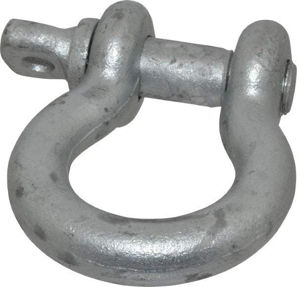 Made in USA - 7/8" Nominal Chain Size, 6.5 Ton Carbon Steel Screw Anchor Shackle - 7/8" Diam, 1" Pin Diam, 3-1/8" High x 1-7/16" Wide Inside Jaw, 2-1/16" Inside Width, 2" Max Body Thickness - Exact Tool & Supply