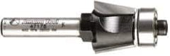 Amana Tool - 5/8" Cut Diam, 1/2" Length of Cut, 2 Flute Bevel Trim Edge Profile Router Bit - Carbide-Tipped, 1/4" Shank Diam, 2" OAL, Uncoated - Exact Tool & Supply