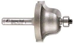 Amana Tool - 1-3/8" Cut Diam, 13/16" Length of Cut, 2 Flute Profiling Edge Profile Router Bit - Carbide-Tipped, 1/4" Shank Diam, 2-1/4" OAL, Uncoated - Exact Tool & Supply