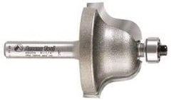 Amana Tool - 1-3/8" Cut Diam, 13/16" Length of Cut, 2 Flute Profiling Edge Profile Router Bit - Carbide-Tipped, 1/4" Shank Diam, 2-1/4" OAL, Uncoated - Exact Tool & Supply